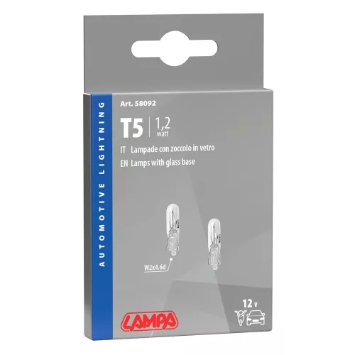 Lampa T5 halogén izzó - 12 V/1,2W - üvegfejű - párban