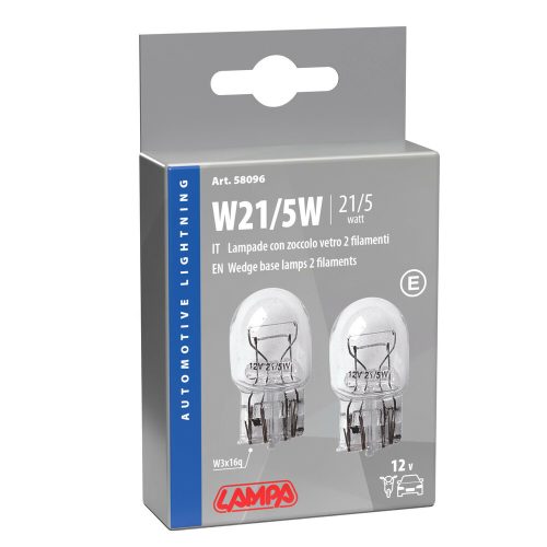 Lampa W21/5W (W3x16q) izzó, - párban