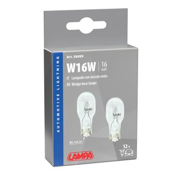 Lampa W16W (W2,1x9,5d) izzó, - párban