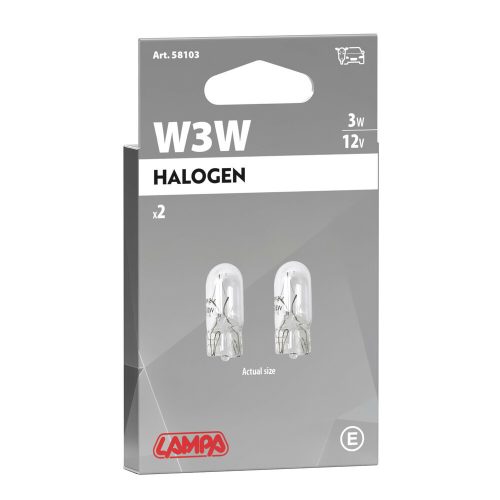Lampa W2,1x9,5d halogén izzó - 12V/3W - üvegfejű - párban