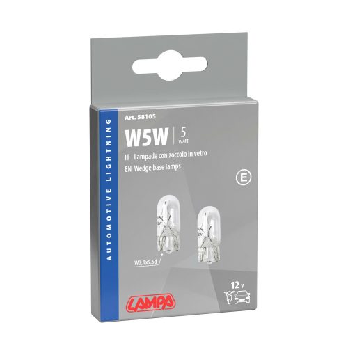 Lampa W2,1x9,5d halogén izzó - 12V/5W - üvegfejű - párban