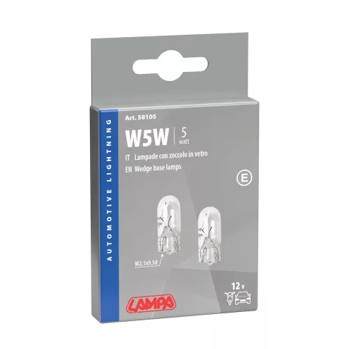 Lampa W2,1x9,5d halogén izzó - 12V/5W - üvegfejű - párban