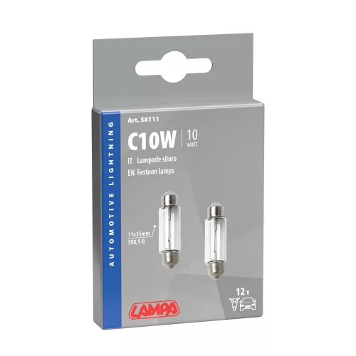Lampa SV8,5-8, (C10W) 11x38mm izzó, - párban