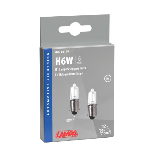Lampa 12V H6W (BAX9s) 6W izzó, - párban