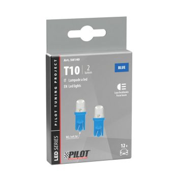 Lampa 12V T10 (W5W) LED dióda, kék színű, - párban