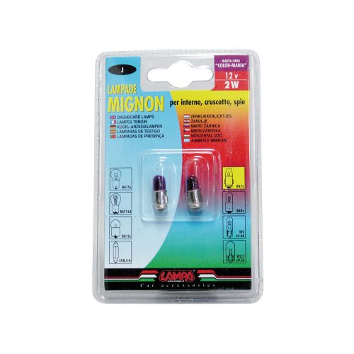 Lampa BA7S műszerfal izzó - 12V/2W - lila - párban