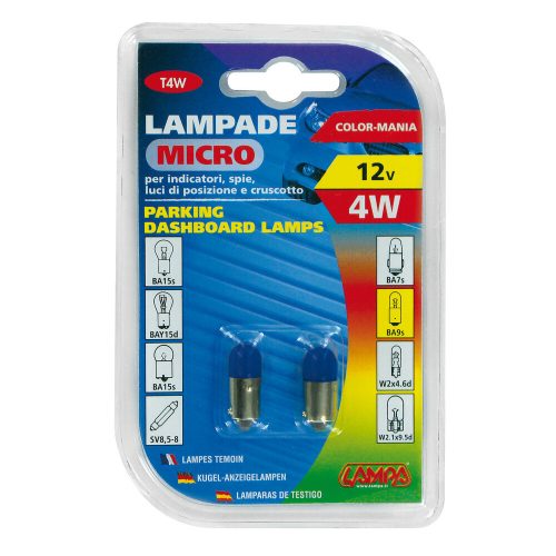 Lampa BA9s halogén izzó - párban - kék