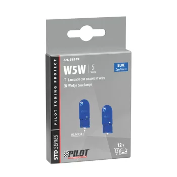   12 V-os foglalat nélküli izzó - W2,1x9,5d - sötétkék - párban