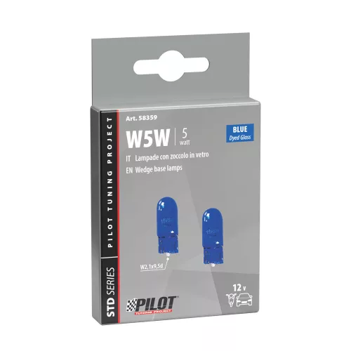 12 V-os foglalat nélküli izzó - W2,1x9,5d - sötétkék - párban