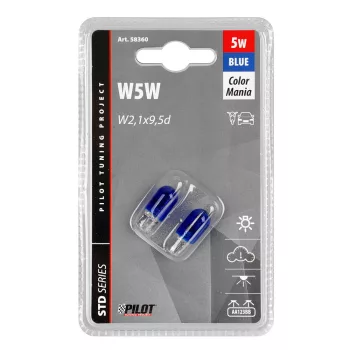   12 V-os foglalat nélküli izzó - W2,1x9,5d - kék - párban