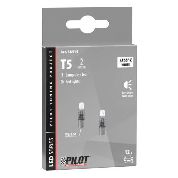 Lampa 12V T5 LED dióda, fehér színű - párban