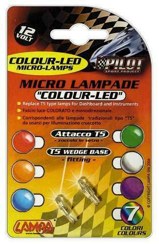 Lampa T5 W2x4,6d Led izzó pár - 12V - párban - lila