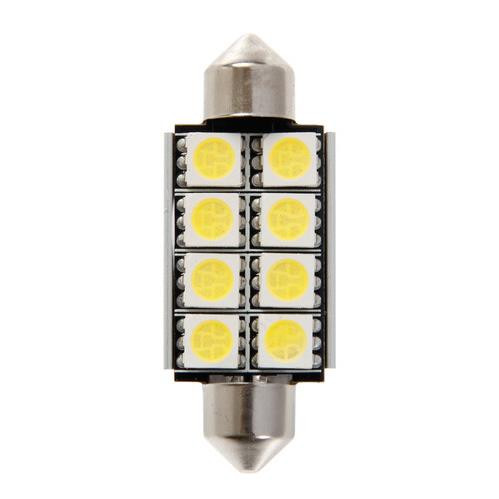 Lampa 12V SV8,5-8 15x42mm, 8 SMD LED, fehér színű 