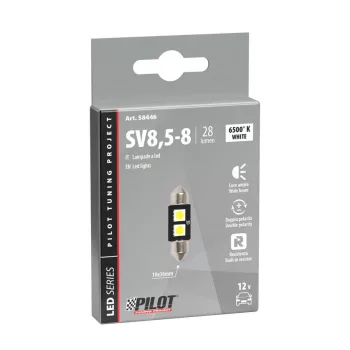 Lampa 12V SV8,5-8 (C5W) 10x36mm 2 SMD, fehér színű,