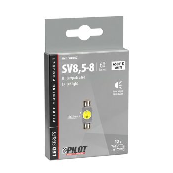 Lampa 12V SV8,5-8 sofita, 10x31mm 1 SMD, fehér színű,