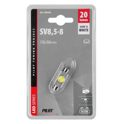 Lampa 12V SV8,5-8 sofita, 10x36mm 1 SMD, fehér színű,