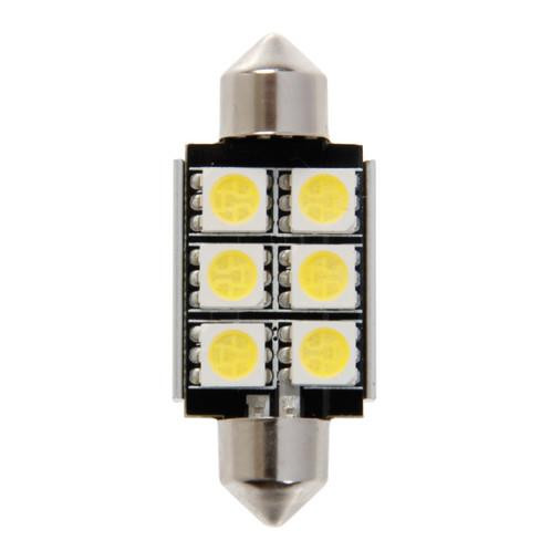 Lampa 12V 36mm szofita (SV8,5-8) 6 SMD LED, fehér színű