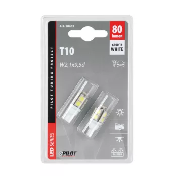 Lampa 12V T10 9 SMD, fehér színű, - párban