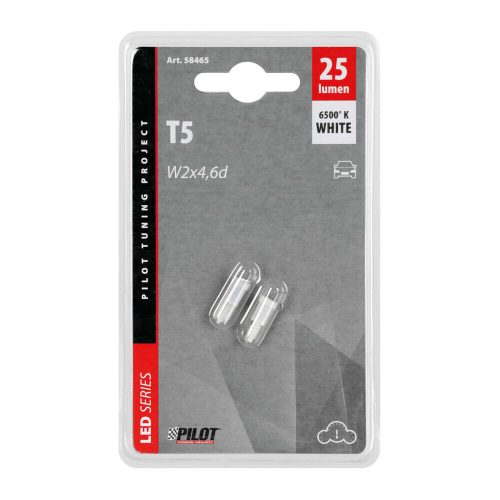 Lampa 12V T5 LED 1 SMD, fehér színű - párban