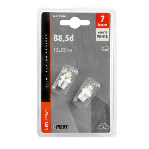 Lampa B8.5D műanyag foglalatos műszerfal izzó párban - 12V - fehér