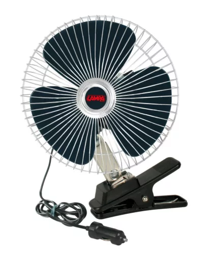 Lampa 12V oszcilláló ventilátor, csíptetős - 20cm - króm