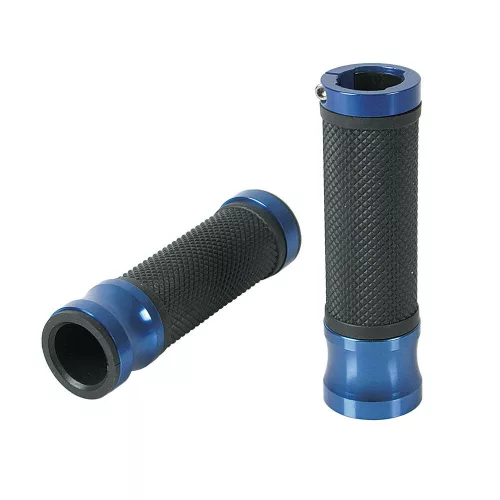Lampa Metal Grips alumínium-gumi kormány markolat, kék-fekete - párban