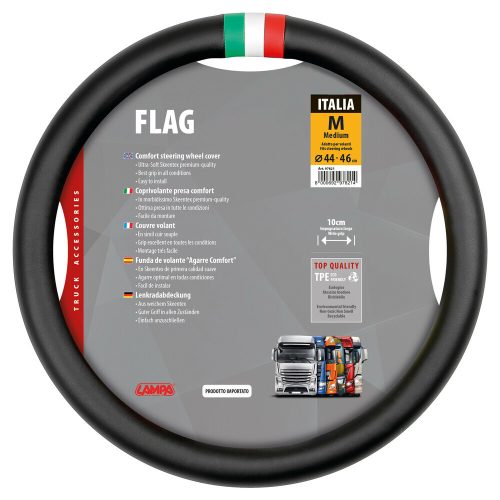 Lampa műbőr kormányvédő olasz zászló betéttel - M - 44-46cm