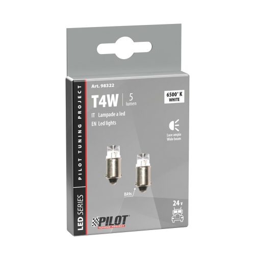 Lampa 24V BA9S (T4W) 1 LED dióda, fehér színű - párban