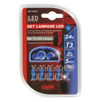 Lampa 24V T3, 1 LED dióda, kék színű, - szett