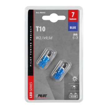 Lampa 24V T10 (W5W) 1 LED dióda, kék színű - párban