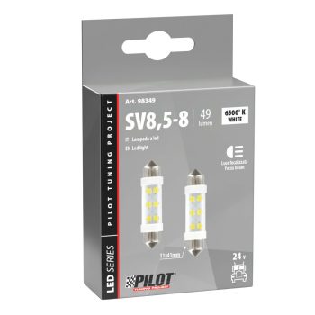   Lampa 24V 35mm szofita (SV8,5-8) 6 LED-es, fehér színű - párban