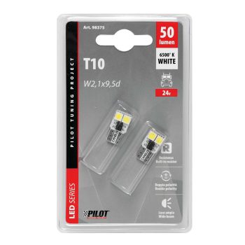 Lampa 24V T10, ((W5W) 4 SMD LED, fehér színű, - párban