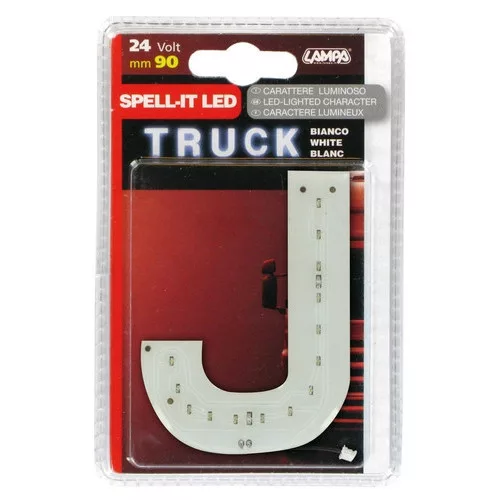 Led-es betű  - "J" - 24 V - 90mm - fehér