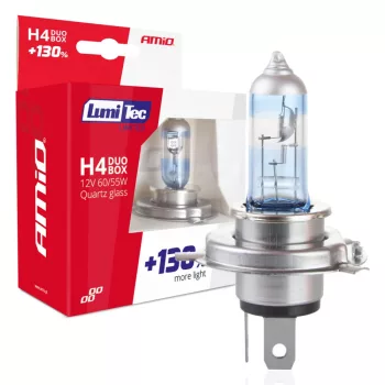   Amio LumiTec LIMITED +130% DUO halogén izzó - H4 12V 60/55W - párban