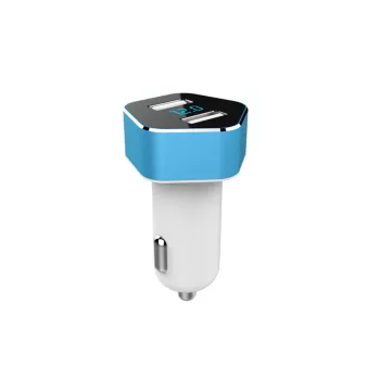   Amio szivargyújtós töltő 2 USB-vel és feszültségmérővel - 12/24V 2.4A