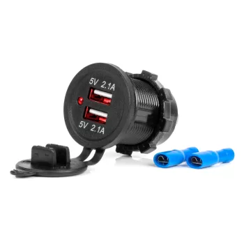   Amio MOD-04 dupla USB vízálló autós töltő - 12/24V 2x2.1A