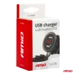 Amio vízálló töltő Voltmérővel - 2xUSB 12/24V 3A