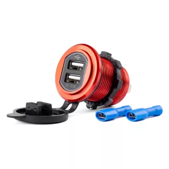   Amio vízálló gyorstöltő - alumínium - 2 USB 12/24V 3.1A