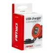Amio vízálló gyorstöltő - alumínium - 2 USB 12/24V 3.1A