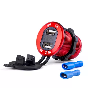   Amio vízálló töltő és feszültségmérő - 2xUSB 12/24V MOD-11
