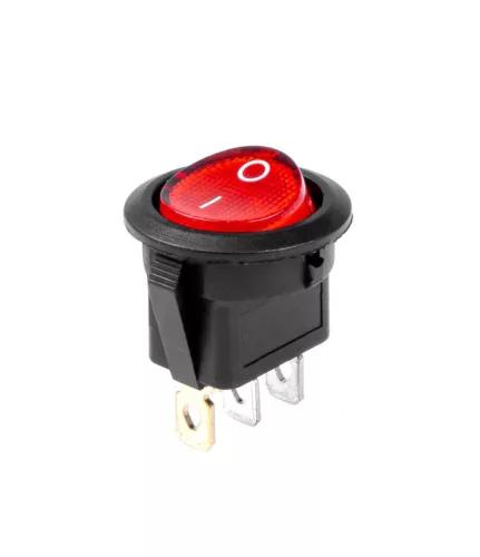 Amio kétállású kerek kapcsoló - piros - 12V/24V