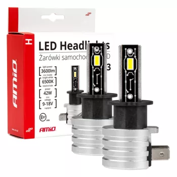 Amio LED izzó H-Mini Sorozat - H3 42W 6500K 12V - párban