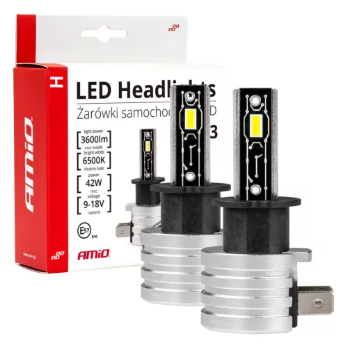 Amio LED izzó H-Mini Sorozat - H3 42W 6500K 12V - párban