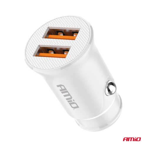 Amio szivargyőjtós autós töltő - 2x USB-A 2.1A - 12/24V