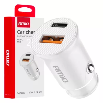   Amio 03877 szivargyútóról autós töltő 2x USB - 20W 12/24V