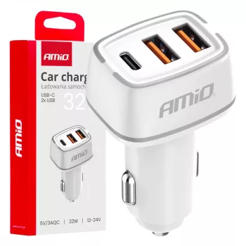 Amio szivargyújtós autós töltő - 3xUSB - 32W 12-24V