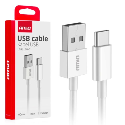 Amio USB-C kábel 2A - 100cm - fehér