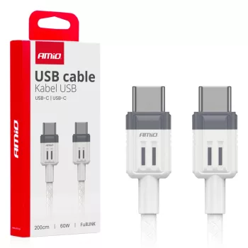 Amio Type-C adatkábel - 200cm, 60W - fehér
