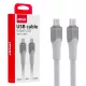 Amio USB-C adatkábel - fehér - 300cm - 60W