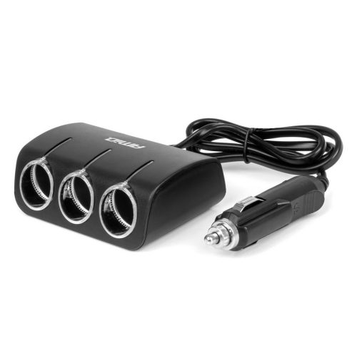 Amio 3as szivargyújtó elosztó - 80cm hosszabbítóval - 120W 12/24V